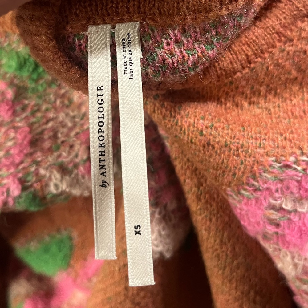 Anthropologie Floral Knit Sweater - Pink and Green - Picture 7 of 9